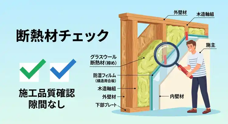 注文住宅の断熱材施工チェックのイラスト