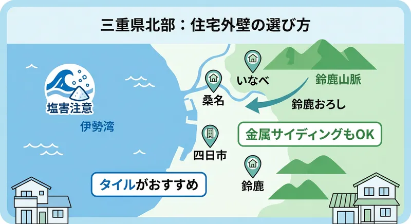 三重県北部の塩害・鈴鹿おろしと外壁材の相性マップ
