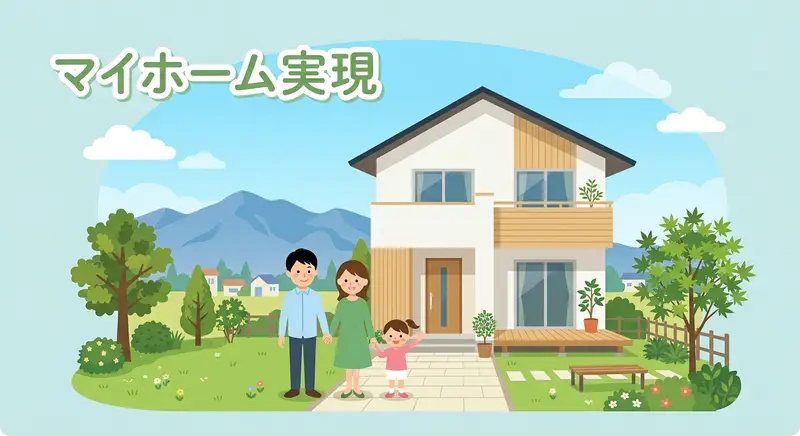 亀山市の注文住宅で暮らす家族のイラスト