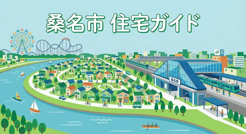 桑名市の住宅エリアとナガシマリゾート