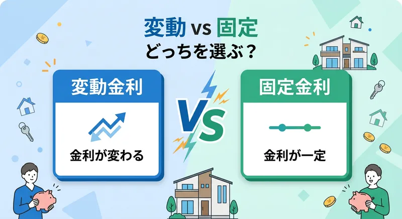 変動金利と固定金利の比較イラスト