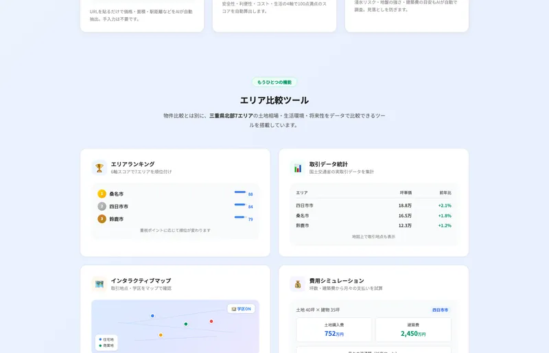 物件比較ツールのURL入力画面
